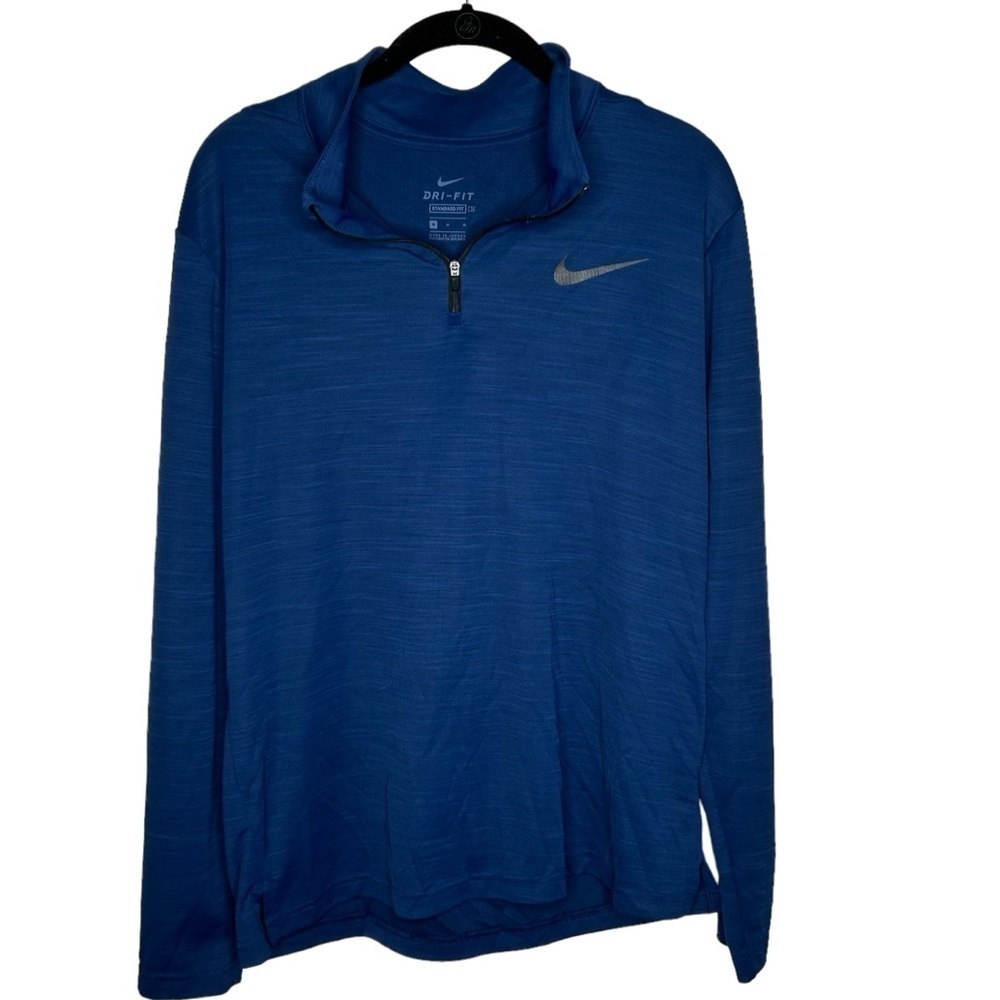 Nike Mens Pullover Medium Blue 1/4 Zip Long Sleeve Stretch Lightweight Casual